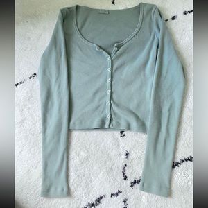 Square-neck Knit Cropped Long Sleeve